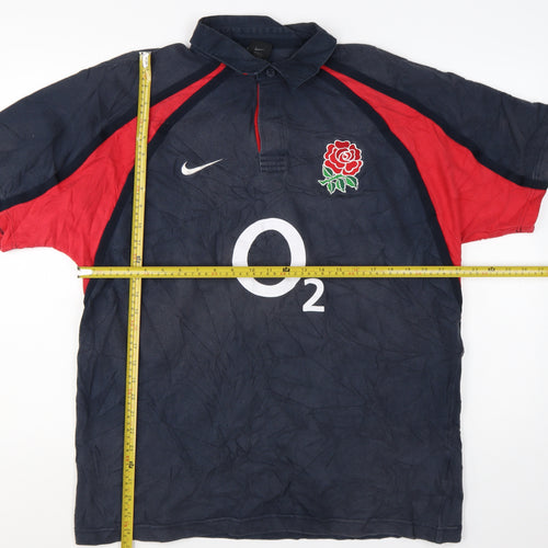Nike England Rugby Blue Red O2 Men's XL Polo Shirt