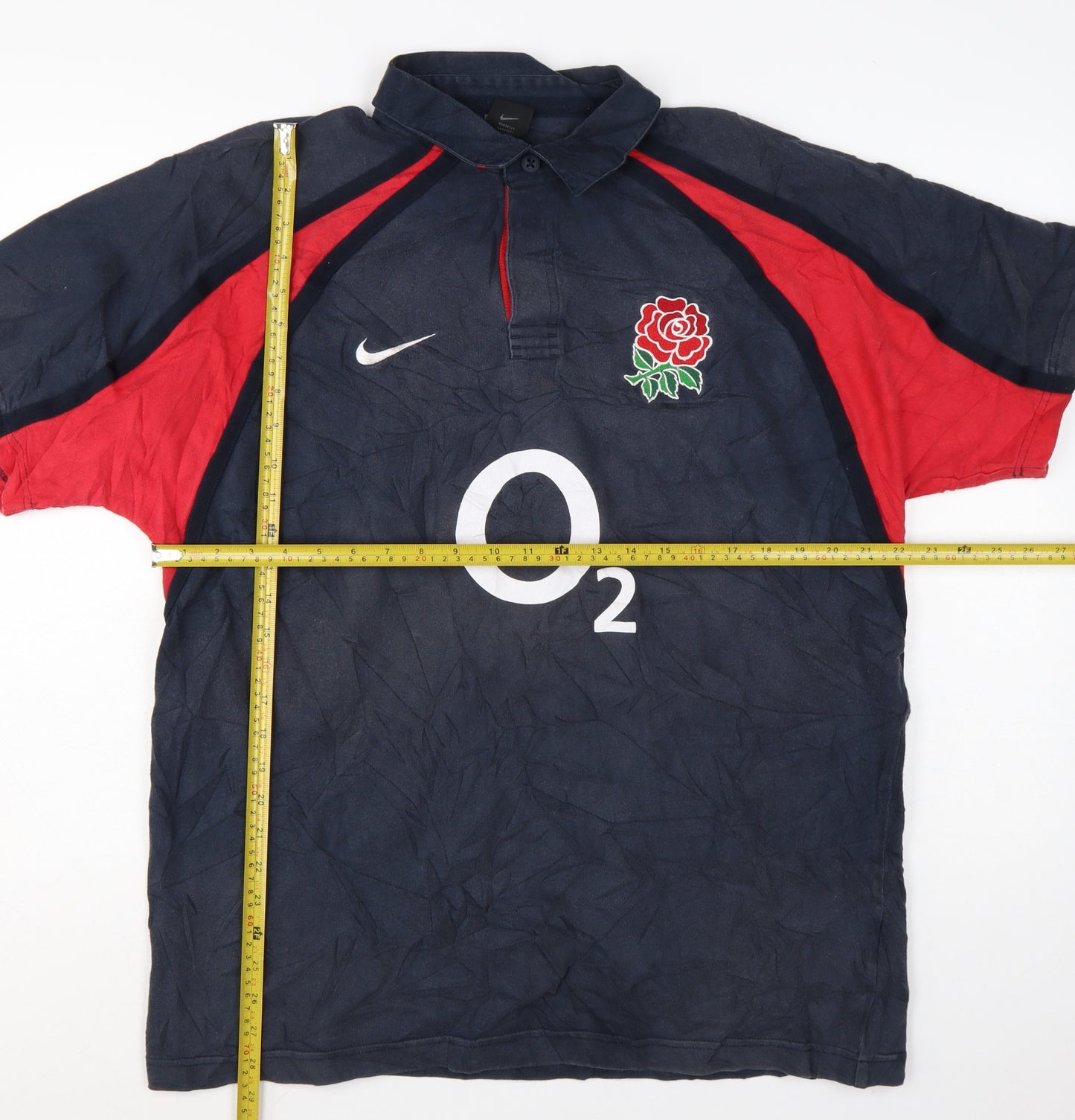 Nike England Rugby Blue Red O2 Men's XL Polo Shirt