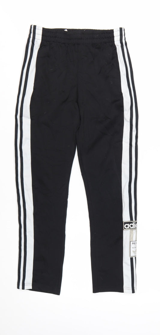 adidas Boys Black Jogger Trousers 12-13 Years with Side Stripes