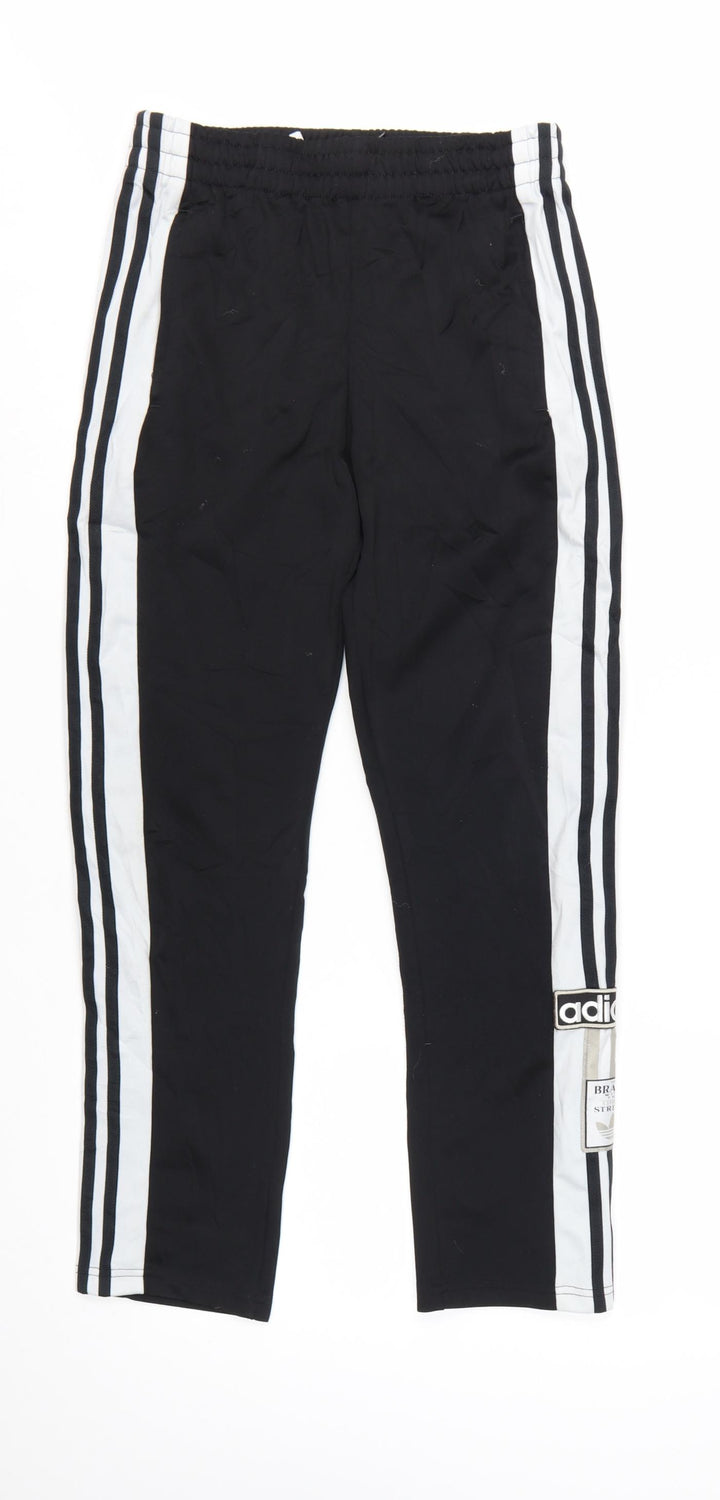 adidas Boys Black Jogger Trousers 12-13 Years with Side Stripes