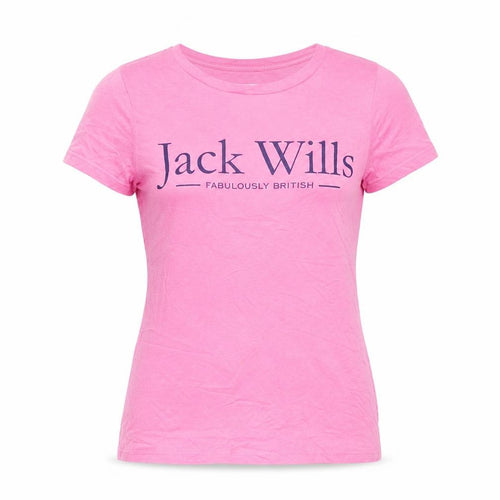 Jack Wills Womens Pink Basic Cotton Crew Neck T-Shirt UK 8