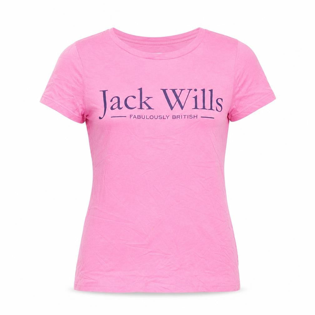 Jack Wills Womens Pink Basic Cotton Crew Neck T-Shirt UK 8