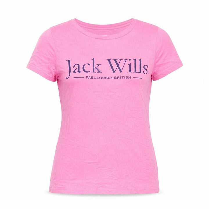 Jack Wills Womens Pink Basic Cotton Crew Neck T-Shirt UK 8