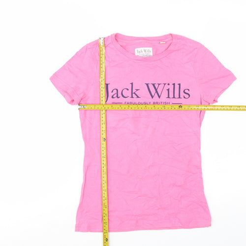Jack Wills Womens Pink Basic Cotton Crew Neck T-Shirt UK 8