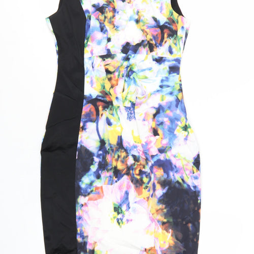 Karen Millen Women's Multicoloured Floral Bodycon Dress Size 12