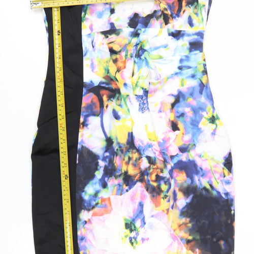 Karen Millen Women's Multicoloured Floral Bodycon Dress Size 12
