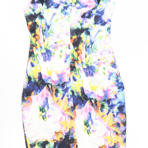 Karen Millen Women's Multicoloured Floral Bodycon Dress Size 12