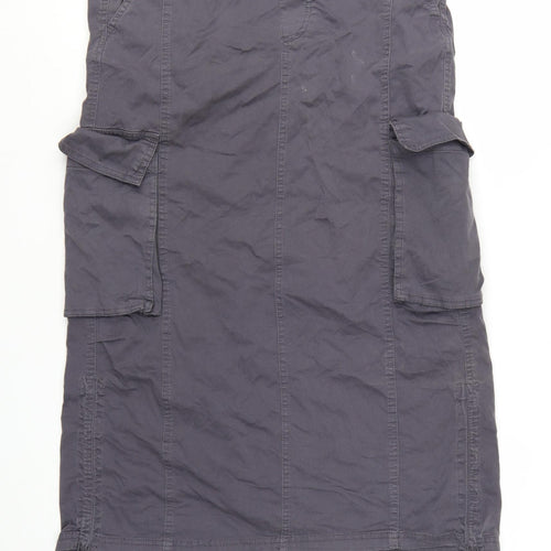 Bershka Women's Grey Cargo Midi Skirt Size S Cotton Twill