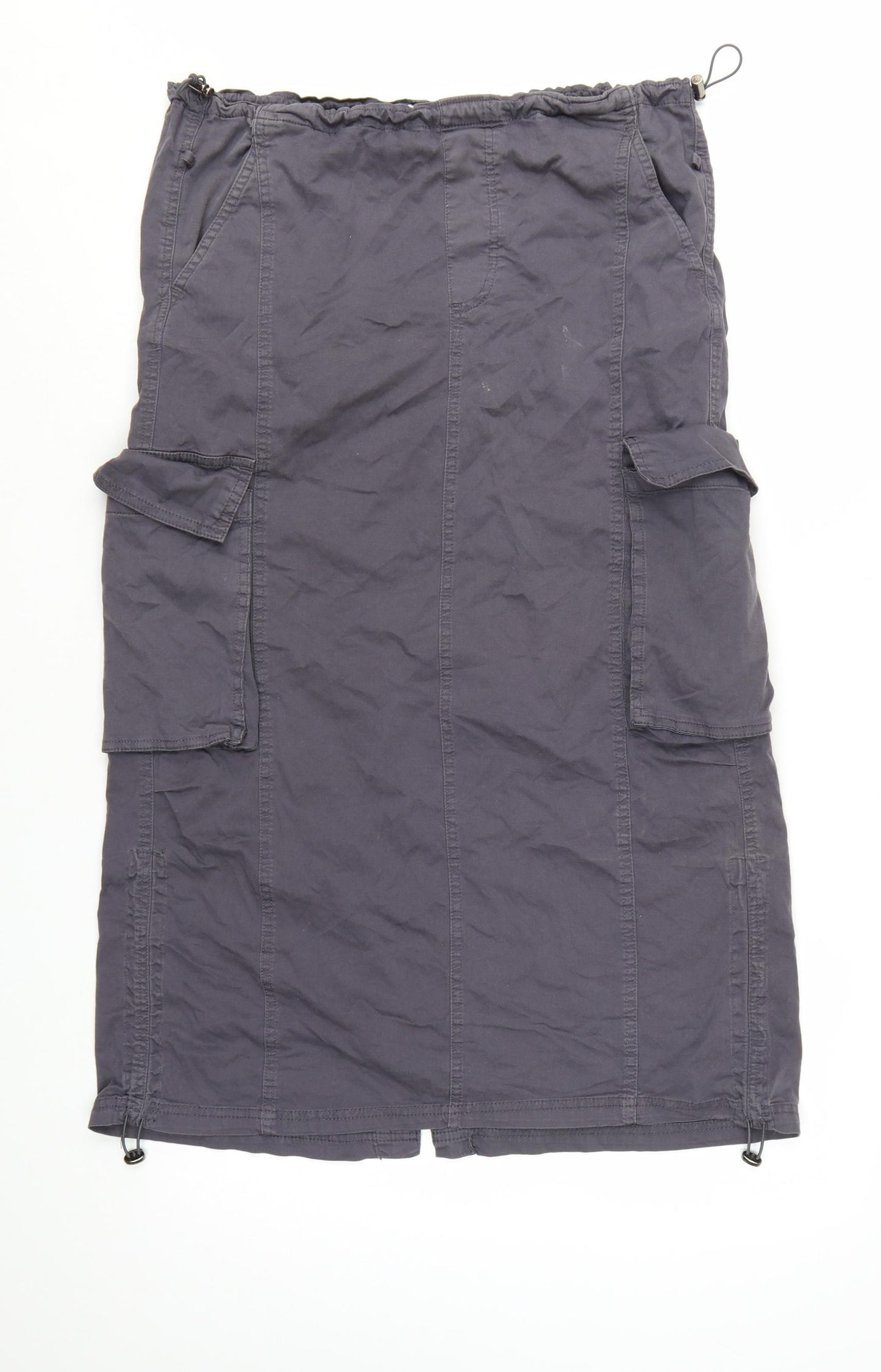 Bershka Women's Grey Cargo Midi Skirt Size S Cotton Twill
