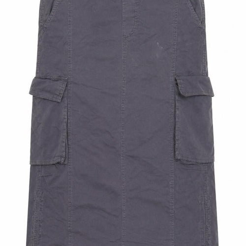 Bershka Women's Grey Cargo Midi Skirt Size S Cotton Twill