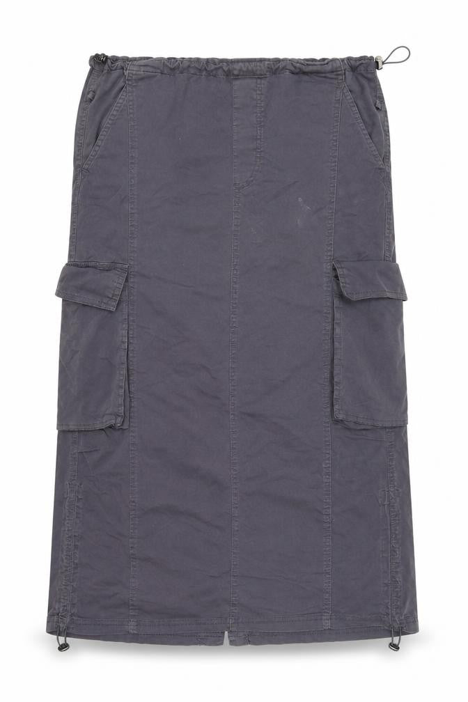 Bershka Women's Grey Cargo Midi Skirt Size S Cotton Twill