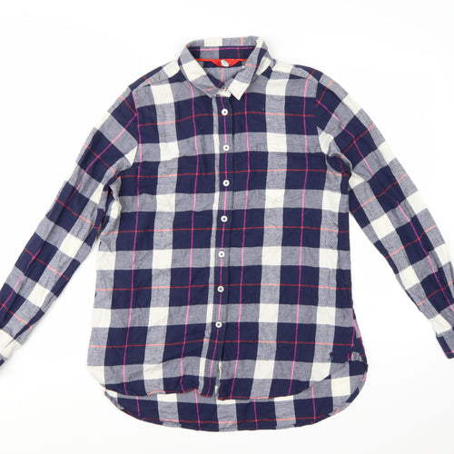 Joules Women's Blue Check Cotton Long Sleeve Button-Up Shirt UK 10