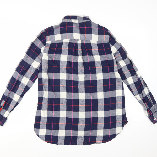 Joules Women's Blue Check Cotton Long Sleeve Button-Up Shirt UK 10