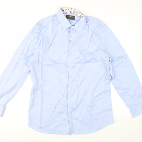 Marks and Spencer Men's Blue XL Slim Fit Pure Cotton Formal Shirt
