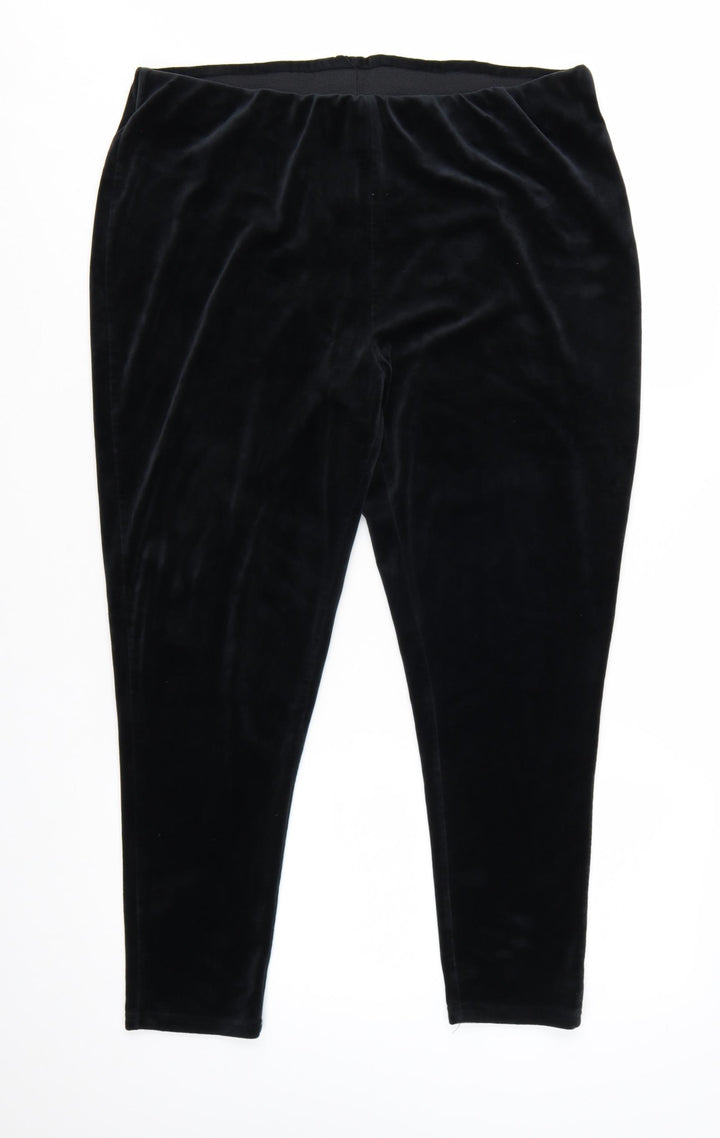 Yours Women’s Black Velvet Stretch Leggings Size 22