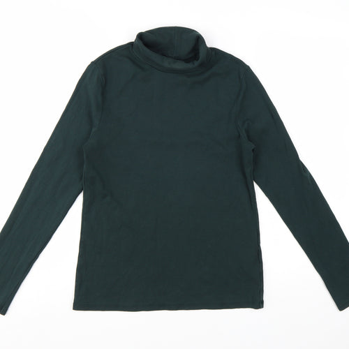 Uniqlo Women’s Green Roll Neck Long Sleeve Cotton Top Size S
