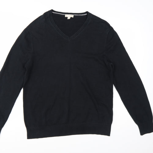 Gap Men's Black Cotton V-Neck Pullover Jumper Size L