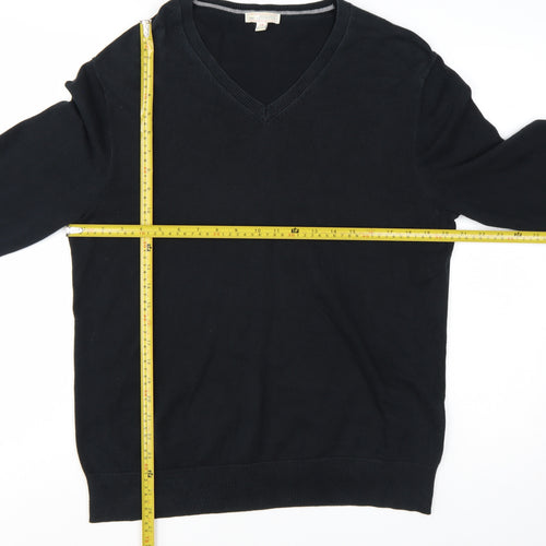 Gap Men's Black Cotton V-Neck Pullover Jumper Size L