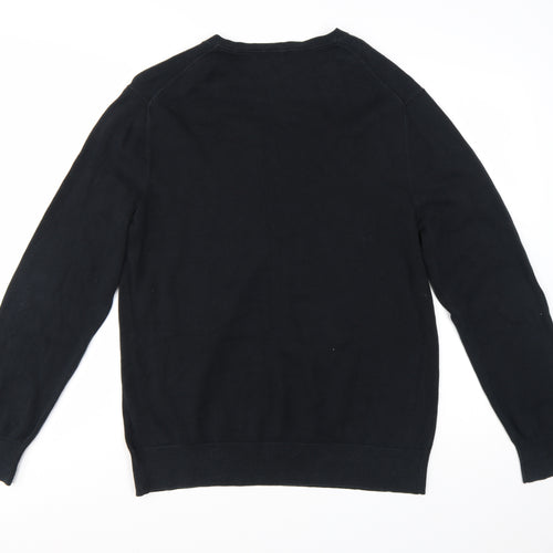 Gap Men's Black Cotton V-Neck Pullover Jumper Size L