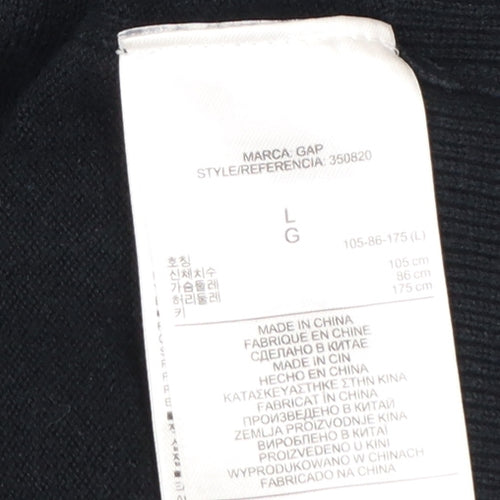 Gap Men's Black Cotton V-Neck Pullover Jumper Size L