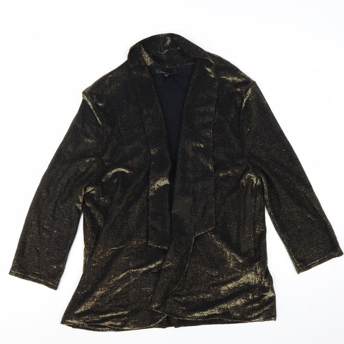 River Island Women's Gold Metallic Wrap Long Sleeve Blouse Size 14