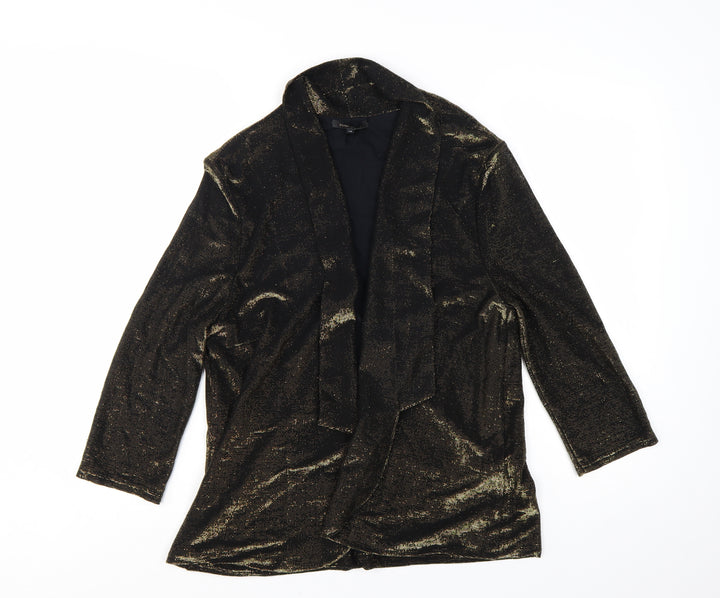 River Island Women's Gold Metallic Wrap Long Sleeve Blouse Size 14