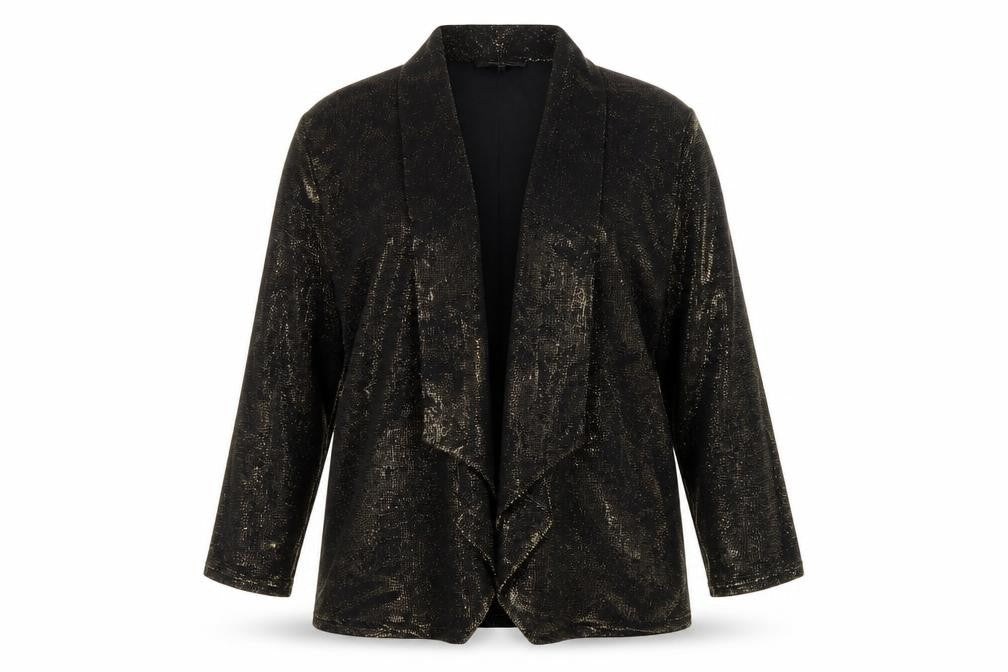 Front view of River Island Women's Gold Metallic Wrap Long Sleeve Blouse, size 14