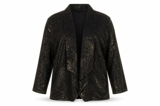 Front view of River Island Women's Gold Metallic Wrap Long Sleeve Blouse, size 14