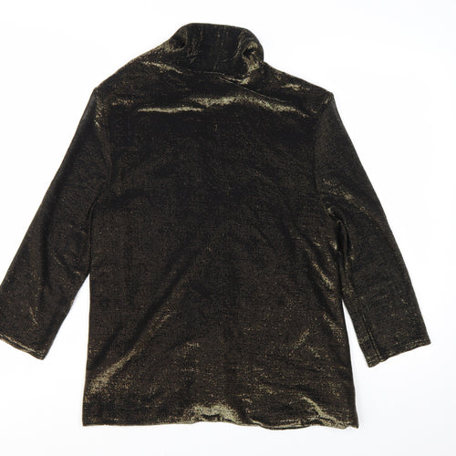 River Island Women's Gold Metallic Wrap Long Sleeve Blouse Size 14