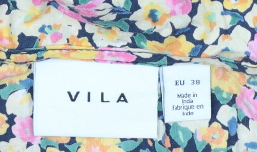 Vila Women's Multicoloured Floral A-Line Knee Length Dress Size 10