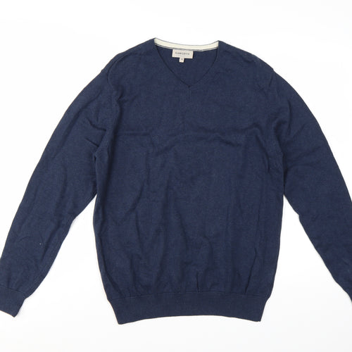 Haworth Mens Blue V-Neck Cotton Pullover Jumper M