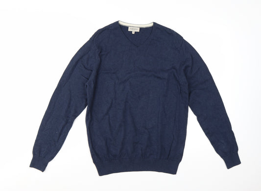 Haworth Mens Blue V-Neck Cotton Pullover Jumper M