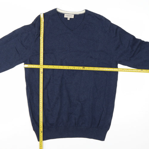 Haworth Mens Blue V-Neck Cotton Pullover Jumper M