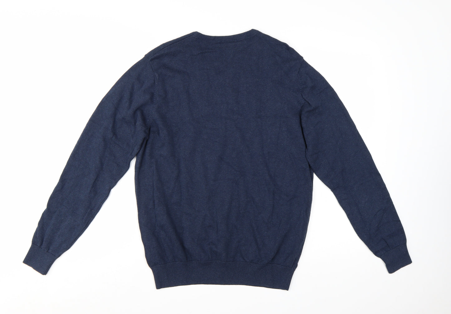 Haworth Mens Blue V-Neck Cotton Pullover Jumper M