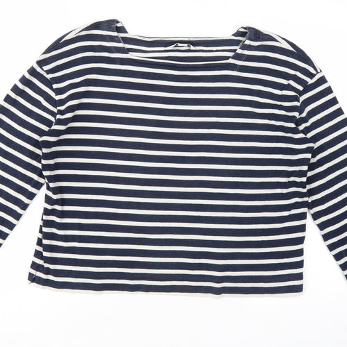 Whistles Womens Blue White Striped Long Sleeve Cotton Top M