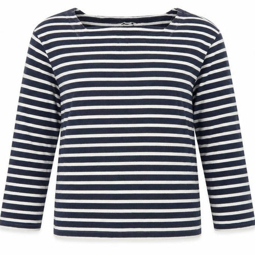 Whistles Womens Blue White Striped Long Sleeve Cotton Top M