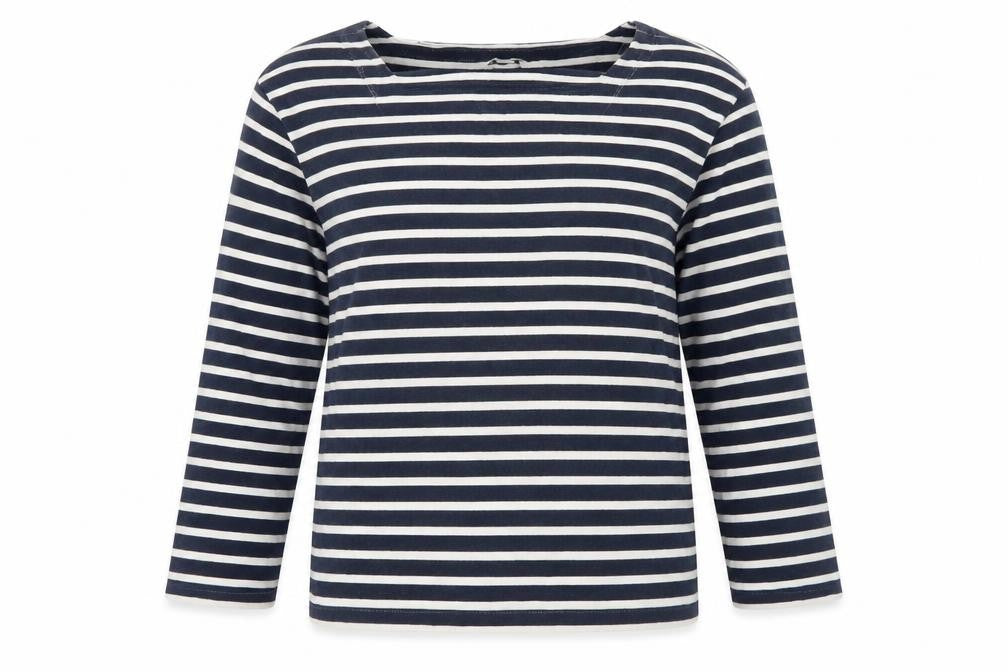 Whistles Womens Blue White Striped Long Sleeve Cotton Top M