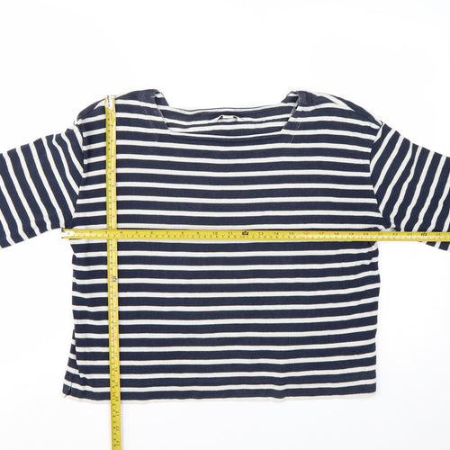 Whistles Womens Blue White Striped Long Sleeve Cotton Top M