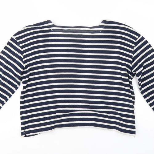 Whistles Womens Blue White Striped Long Sleeve Cotton Top M