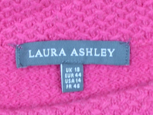 Laura Ashley Women's Pink Wool Blend Pullover Jumper UK 18