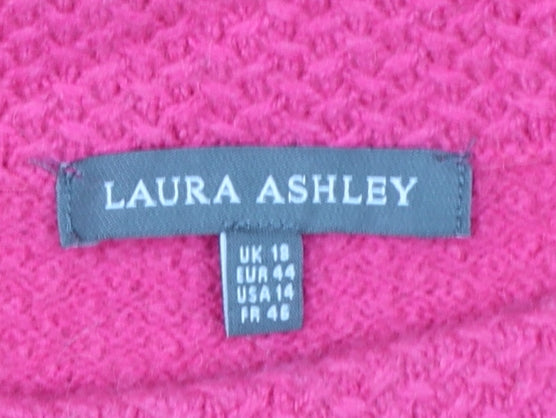 Laura Ashley Women's Pink Wool Blend Pullover Jumper UK 18