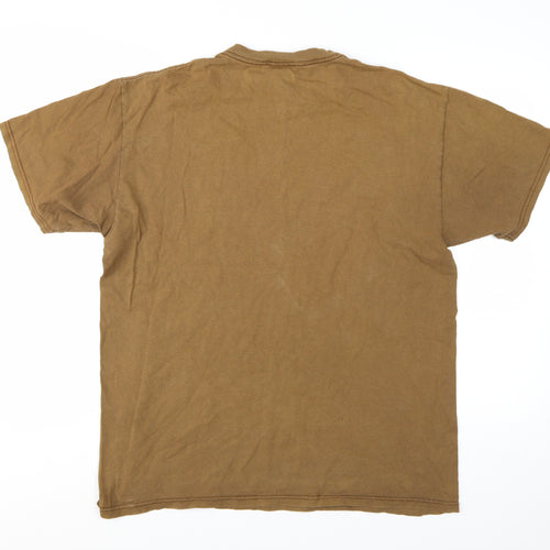 Stussy Men's Brown Graphic Logo T-Shirt Large Cotton Short Sleeve