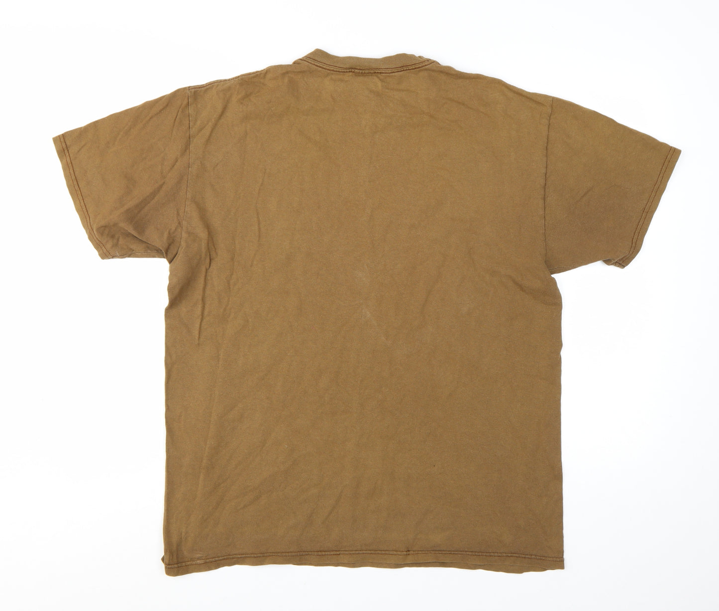 Stussy Men's Brown Graphic Logo T-Shirt Large Cotton Short Sleeve