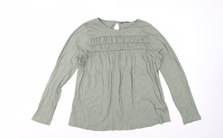 Marks and Spencer Women’s Green Long Sleeve Cotton Tunic Blouse Size 14