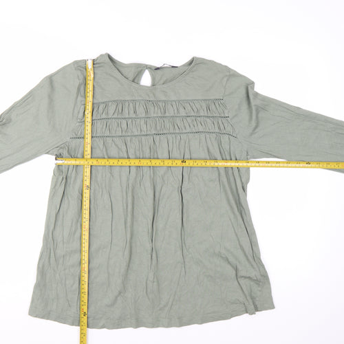Marks and Spencer Women’s Green Long Sleeve Cotton Tunic Blouse Size 14