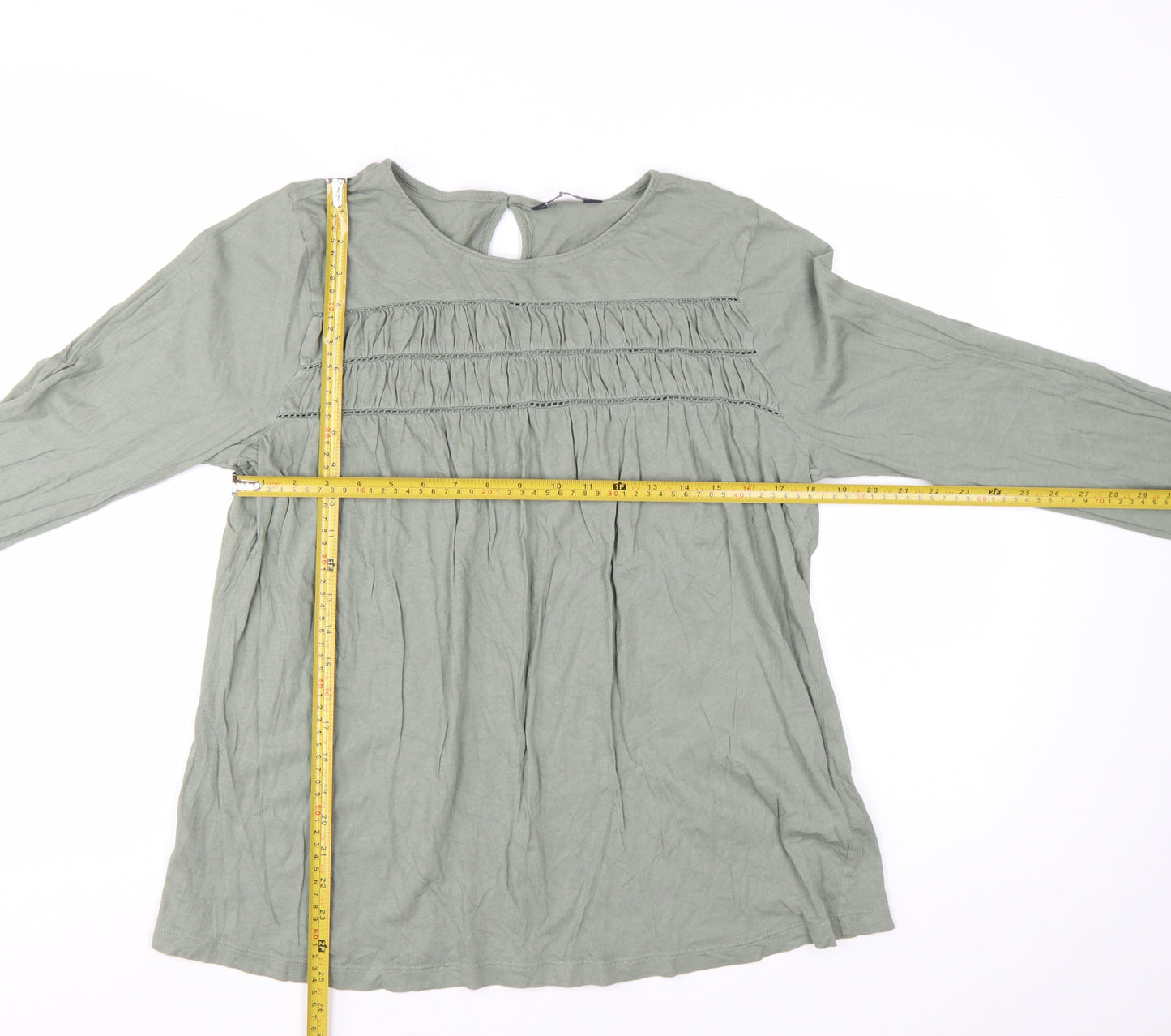 Marks and Spencer Women’s Green Long Sleeve Cotton Tunic Blouse Size 14