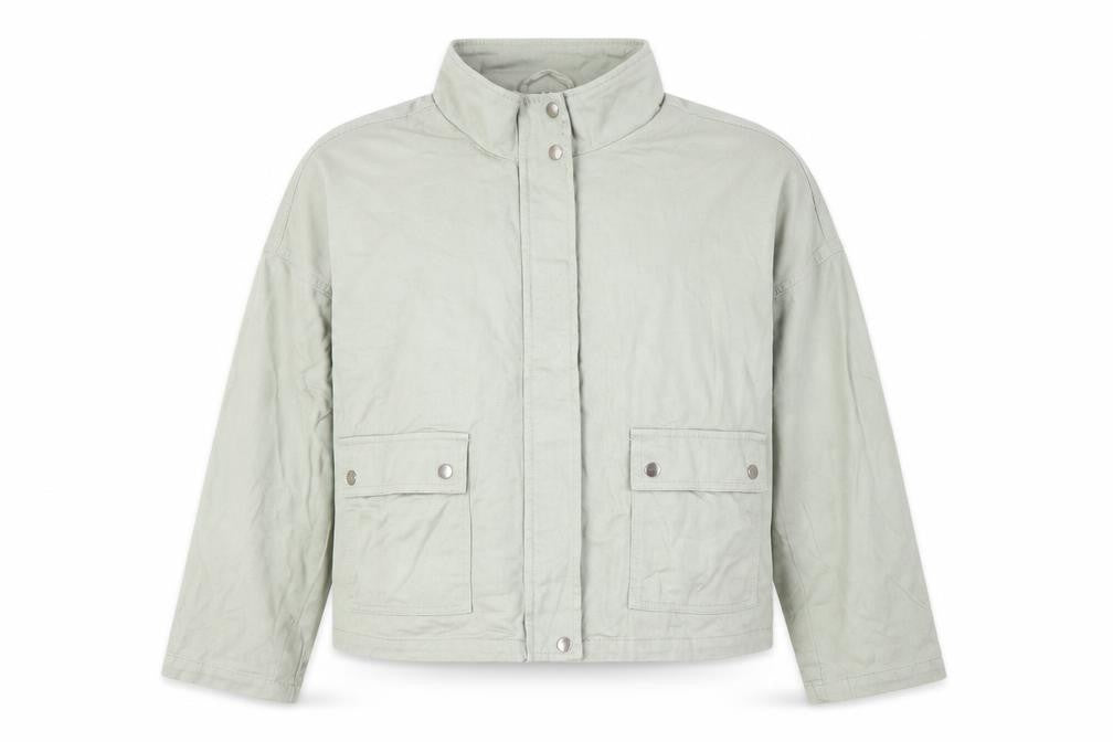 New Look Women Green Cotton Basic Jacket Size 20 Casual Twill Zip-Up