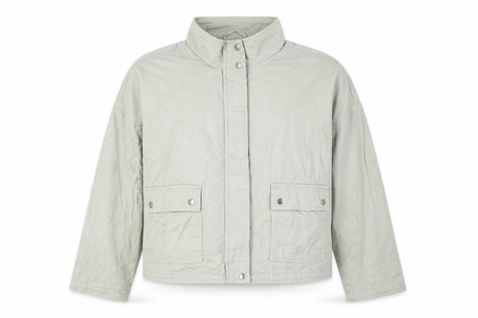 Front view of New Look Women Green Cotton Basic Jacket, size 20, Casual Twill Zip-Up