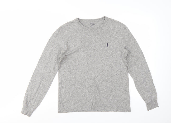 Ralph Lauren Men's Grey Long Sleeve Crew Neck Cotton T-Shirt Small