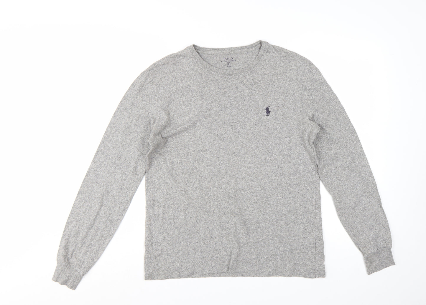 Ralph Lauren Men's Grey Long Sleeve Crew Neck Cotton T-Shirt Small